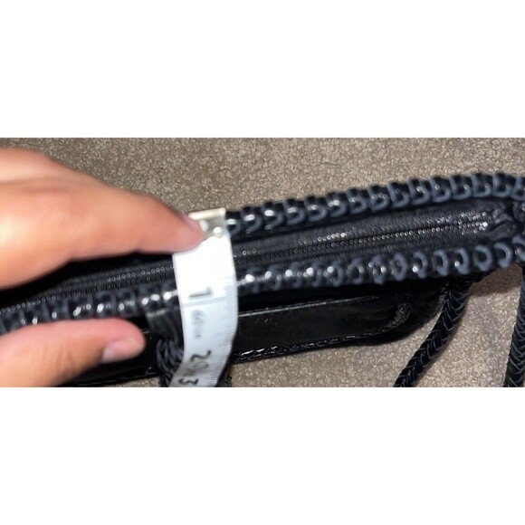 Francesco Biasia Black Italian Leather Clutch/ Wristlet Purse with Fur / Pockets - Picture 10 of 10